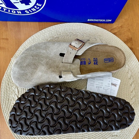 Birkenstock Boston Clog Suede Sandal Taupe - Picture 5 of 8